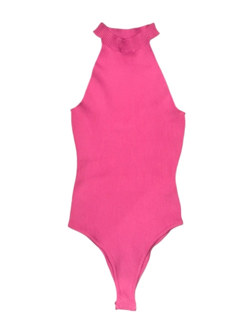 Pink Ribbed Halter Top Bodysuit Size Medium